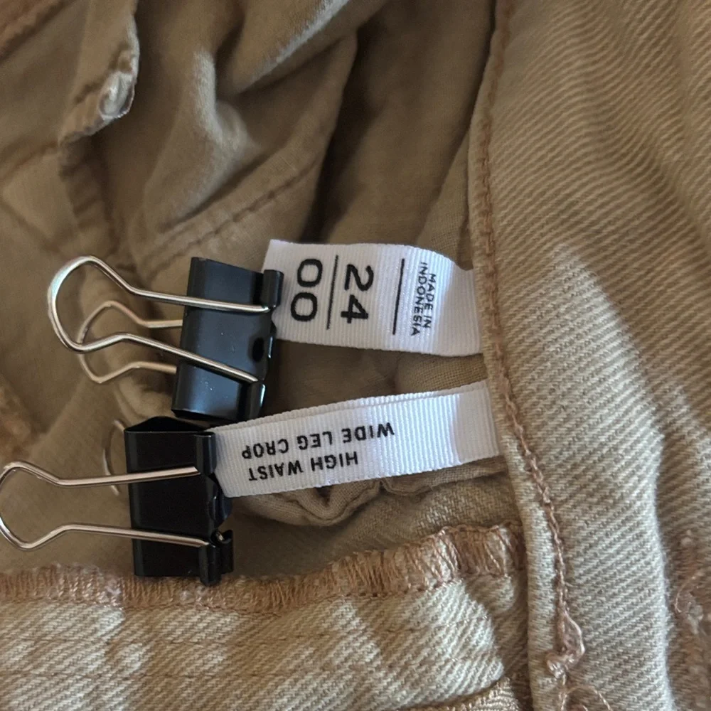 LOFT Beige High Waist Wide Leg Crop Jeans SZ 26x24